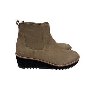 Eileen Fisher Luv Wedge Women's Chelsea Bootie Taupe Suede Boot Nubuck Size 7.5